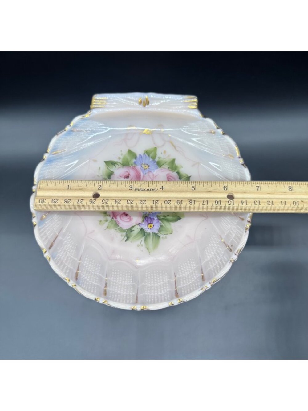 Cambridge Crown Tuscan Statuesque Nude Sea Shell Compote Charleton Roses Pink - Picture 13 of 14
